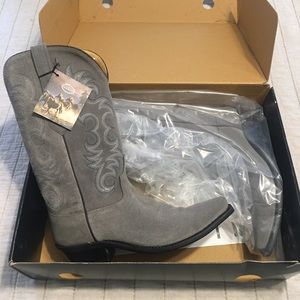 Old West Light Grey Women’s Leather Cowboy Boot 8.5